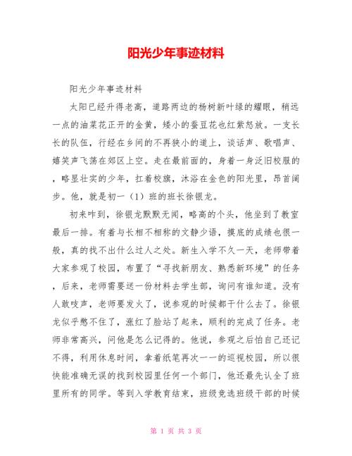阳光少年事迹材料.doc