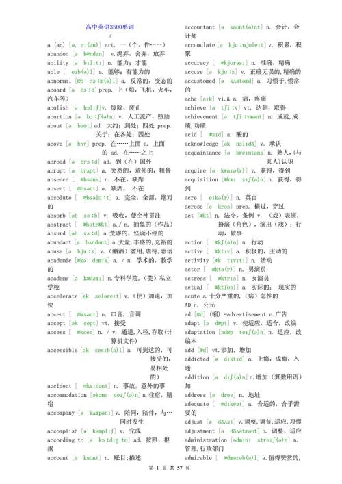 高中英语3500单词表含音标.doc