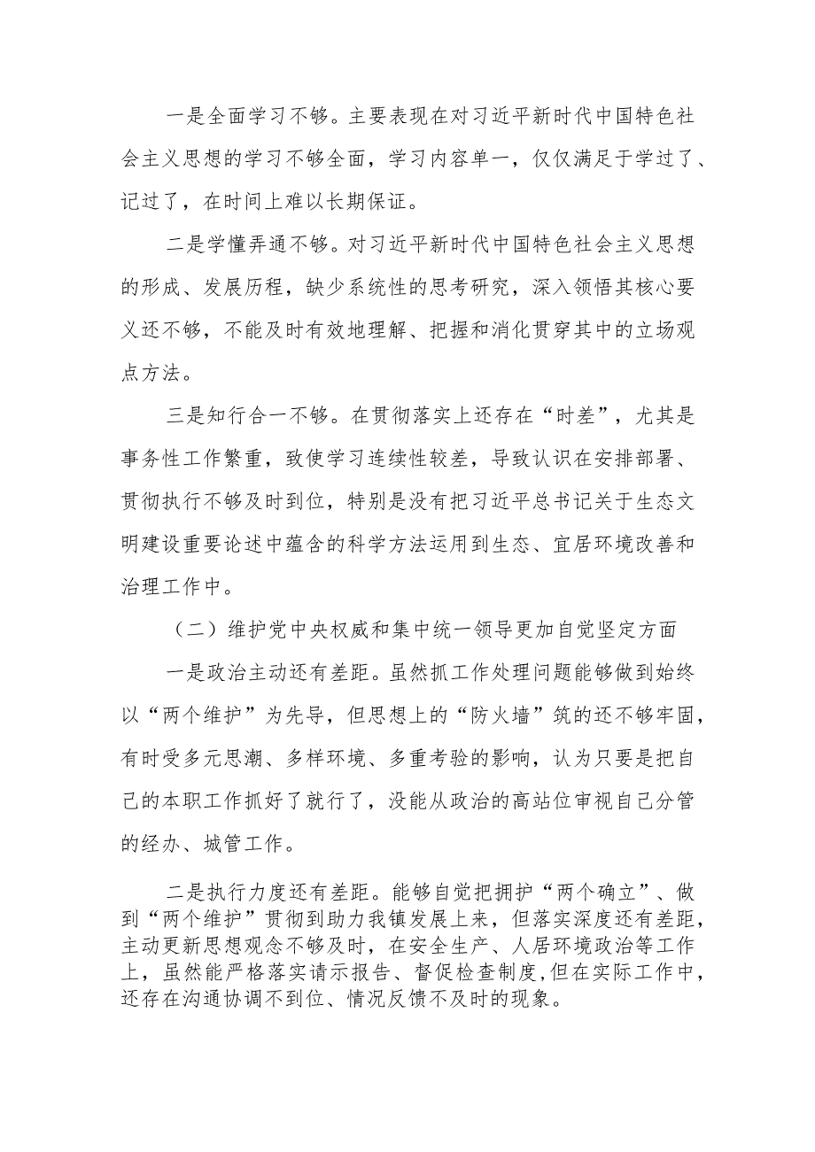 2024维护党中央权威和集中统一领导践行宗旨、服务人民求真务实等六个方面对照检查材料 共四篇.docx_第2页