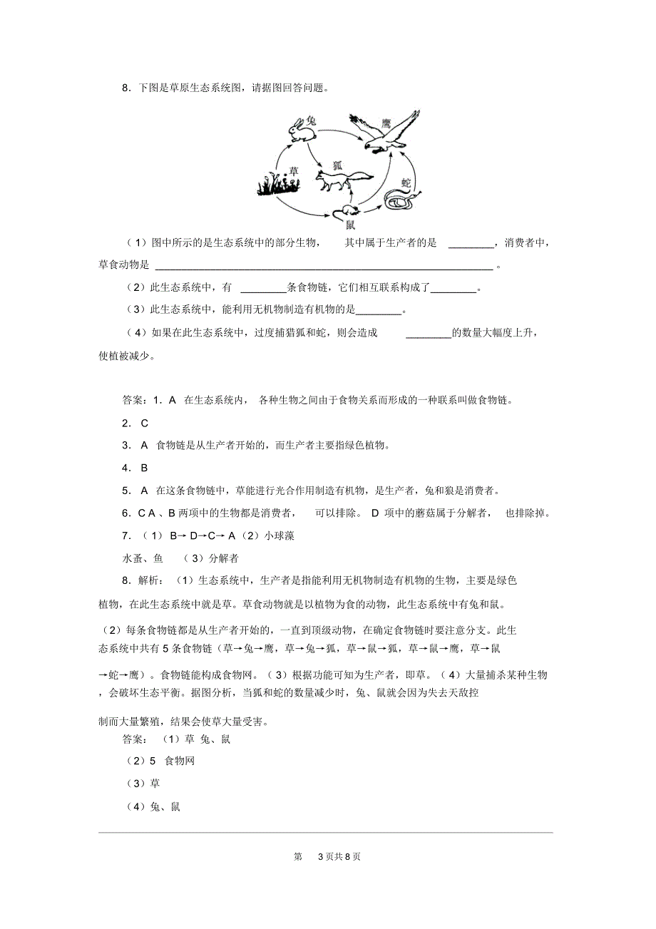 生态系统的结构和功能导学案北师版八年级生物下册.doc_第3页