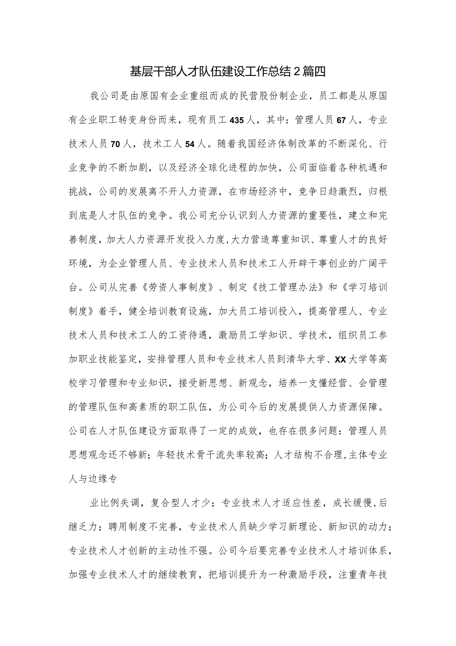 基层干部人才队伍建设工作总结2篇.docx_第1页