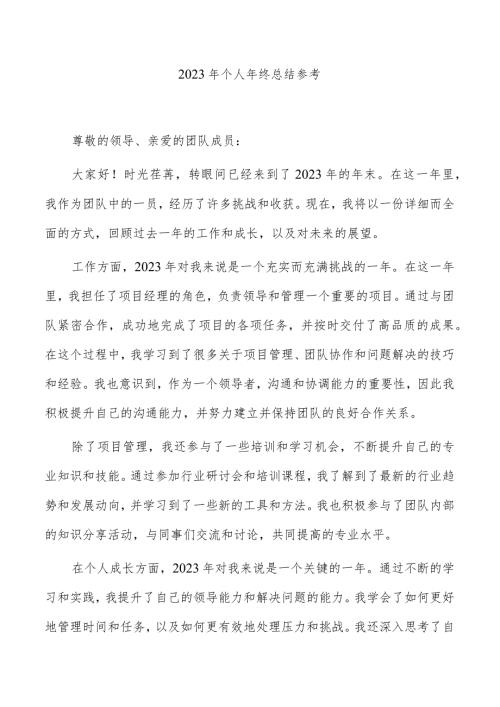 2023年个人年终总结参考.docx