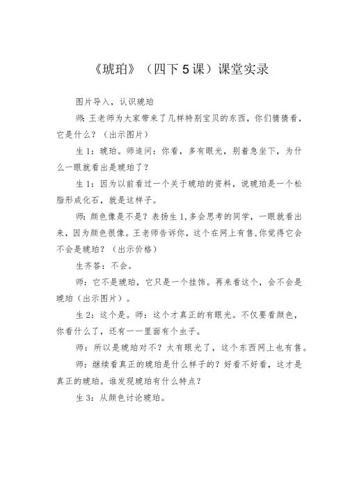 《琥珀》（四下5课）课堂实录.docx