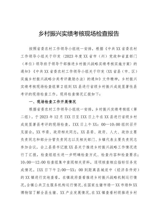 乡村振兴实绩考核现场检查报告.docx