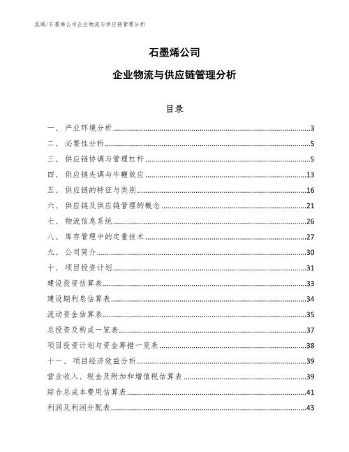 石墨烯公司企业物流与供应链管理分析范文.docx