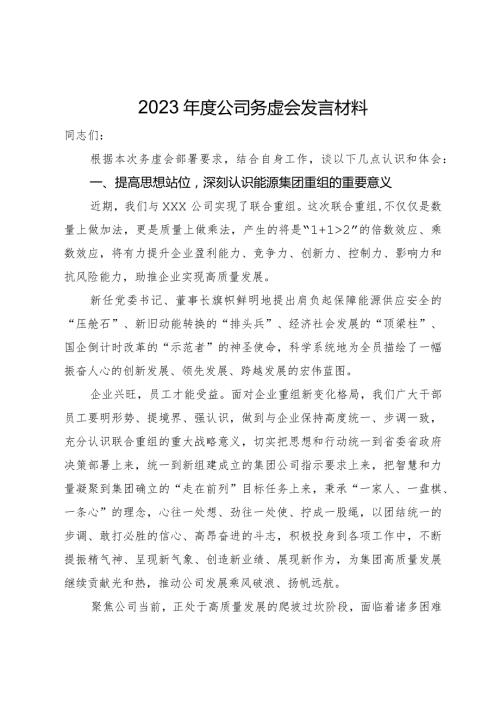 2023公司务虚会发言材料.docx