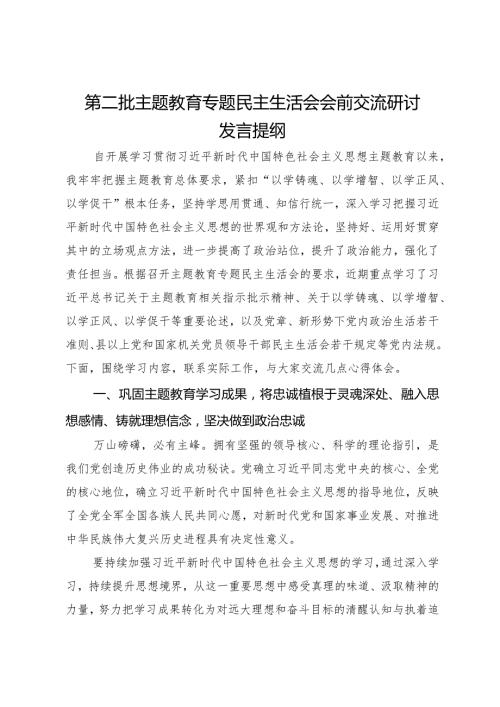 第二批主题教育专题民主生活会会前交流研讨发言提纲(1).docx