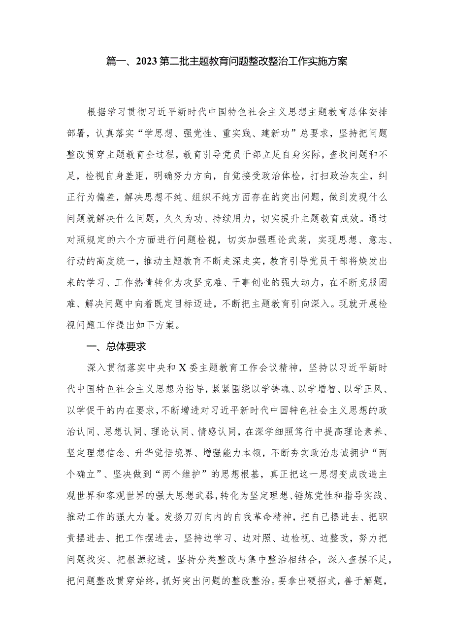 2023第二批专题教育问题整改整治工作实施方案（共12篇）.docx_第2页