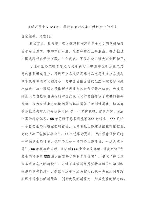 在学习贯彻2023年主题教育第四次集中研讨会上的发言.docx