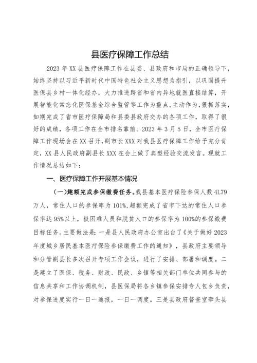 县2023年医疗保障工作总结.docx