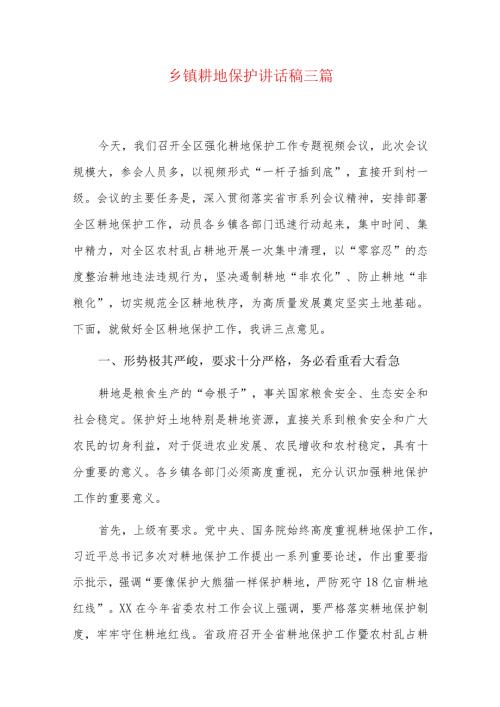 乡镇耕地保护讲话稿三篇.docx