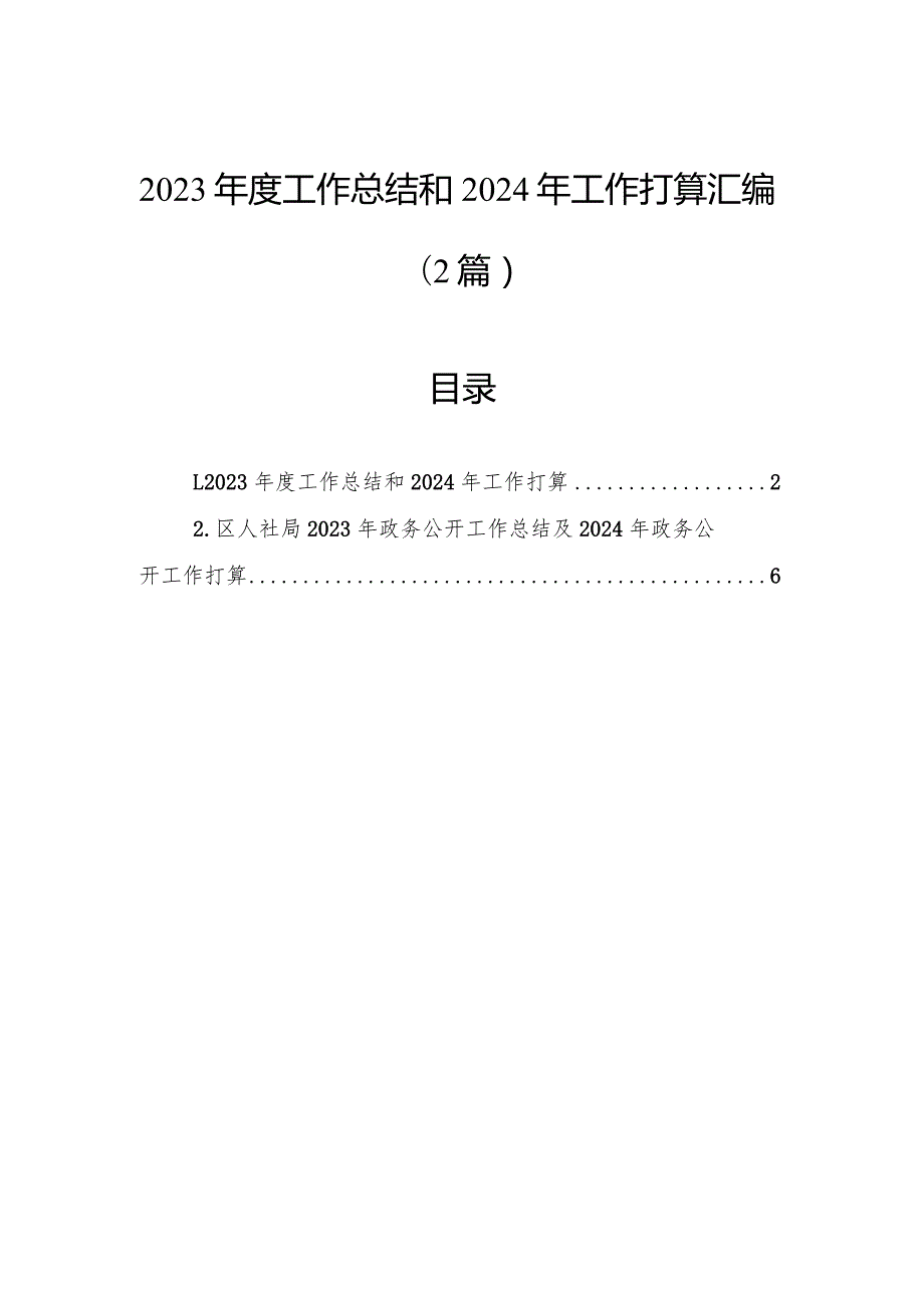 2023工作总结和2024年工作打算汇编（2篇）.docx_第1页