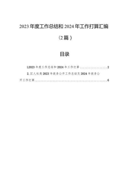 2023工作总结和2024年工作打算汇编（2篇）.docx