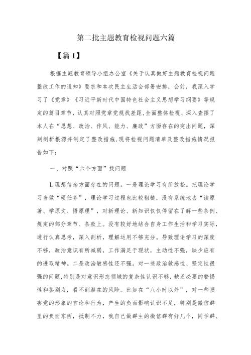 第二批主题教育检视问题六篇.docx