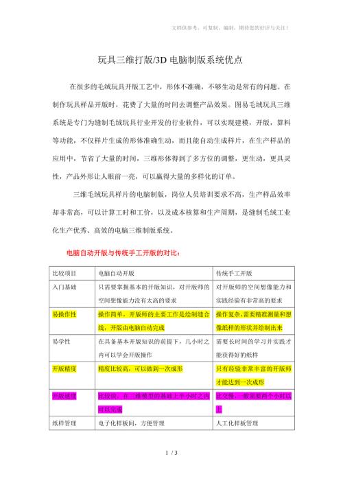 玩具制版开版软件3D三维电脑制版优点.doc