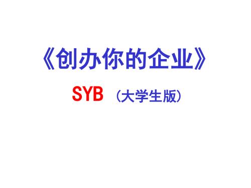 SYB创业培训课件大学生版.ppt