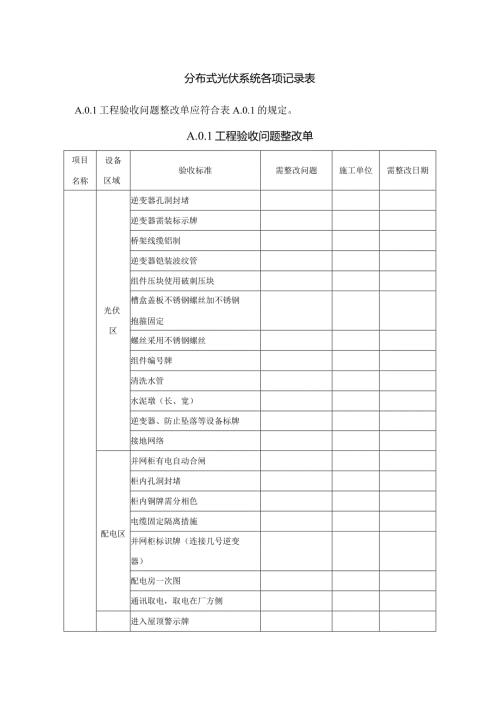 分布式光伏系统各项记录表.docx