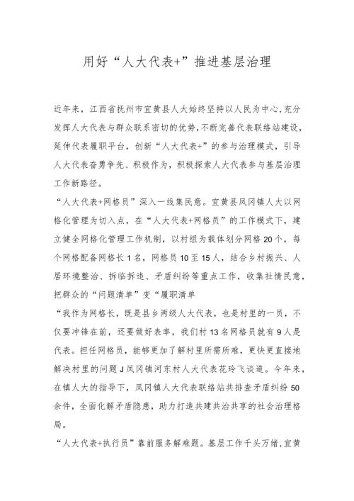 用好“人大代表＋”推进基层治理.docx