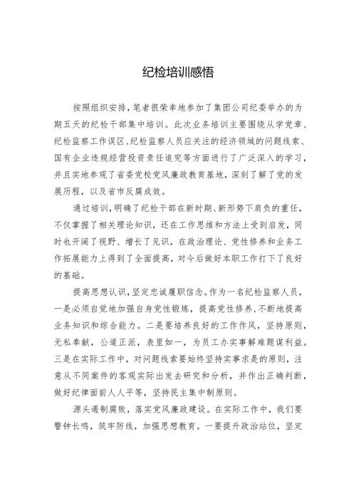 纪检培训感悟.docx