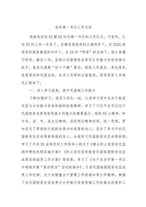 驻村第一书记工作总结.docx