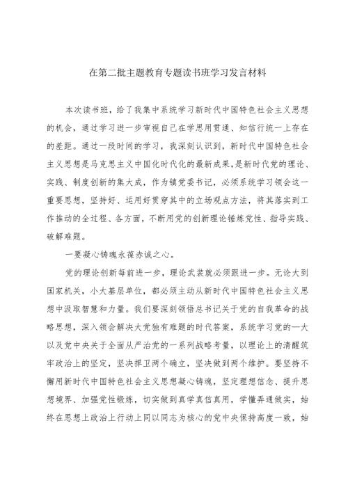 在第二批主题教育专题读书班学习发言材料.docx