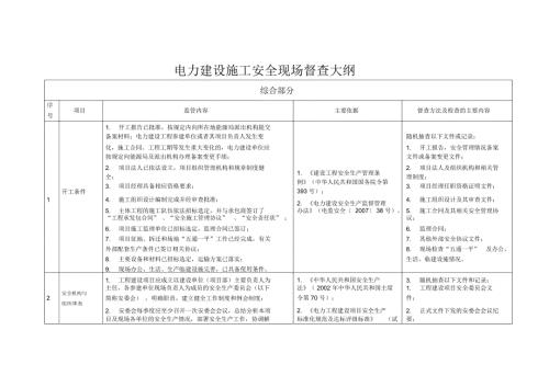 电力建设施工安全现场督查大纲.doc