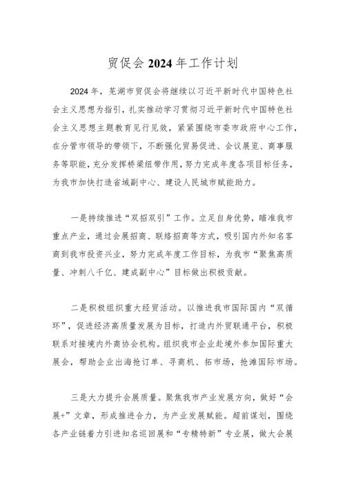 贸促会2024年工作计划.docx