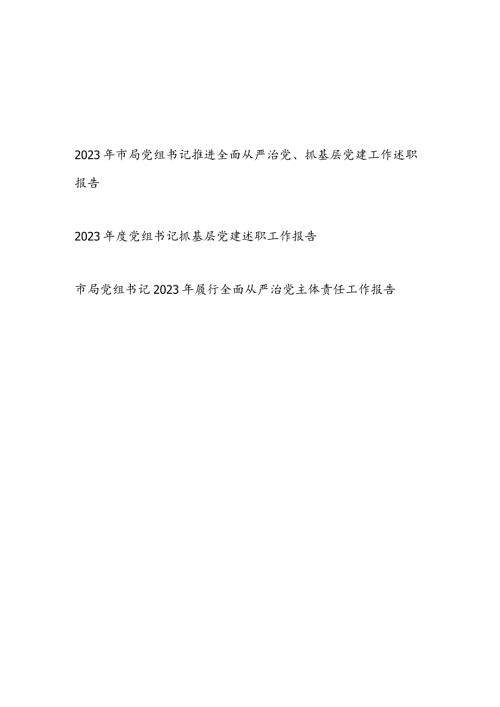 局党组书记20232024推进履行全面从严治党、抓基层党建工作述职报告2篇.docx