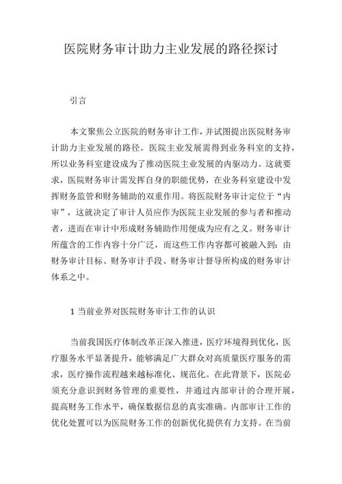 医院财务审计助力主业发展的路径探讨.docx