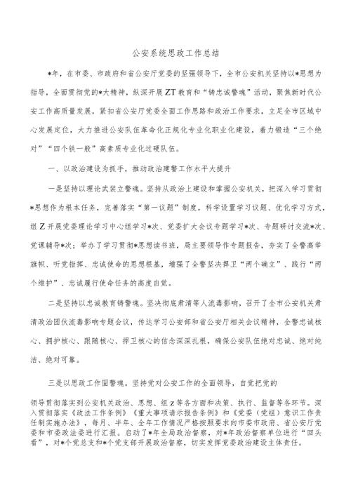 公安系统思政工作总结.docx