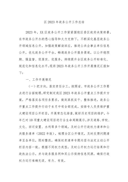 区2023年政务公开工作总结.docx