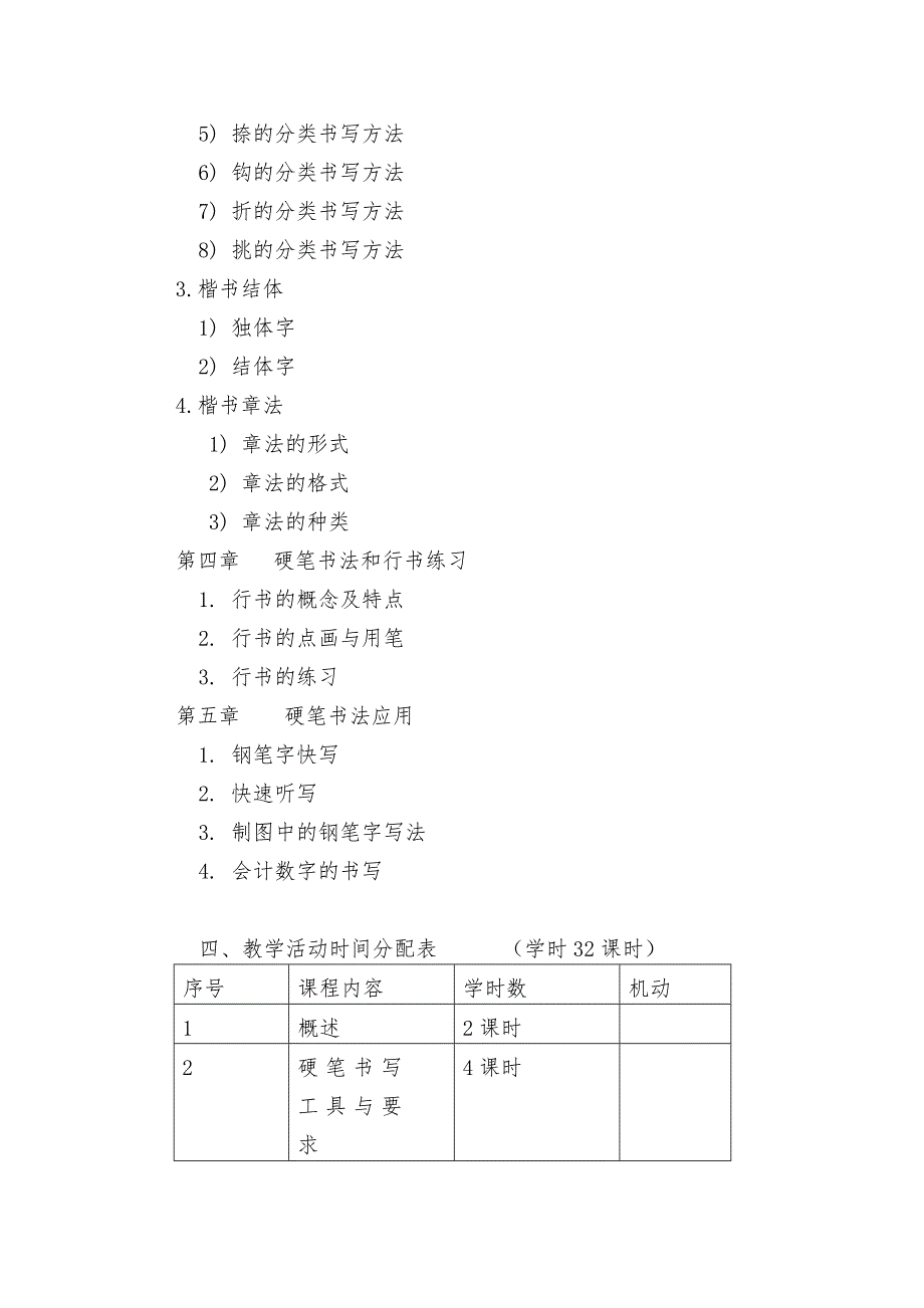 硬笔书法课程教学大纲.doc_第2页