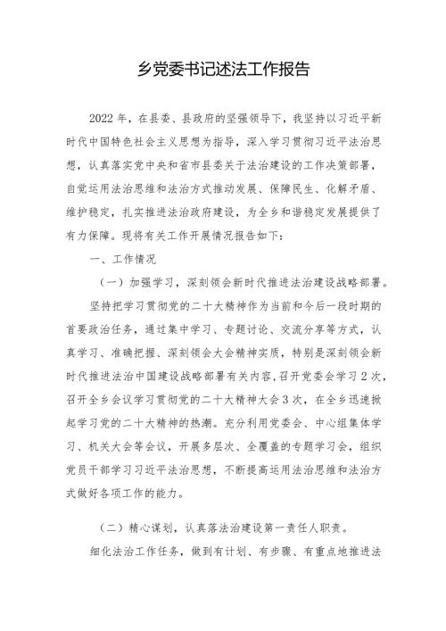 乡党委书记述法工作报告.docx