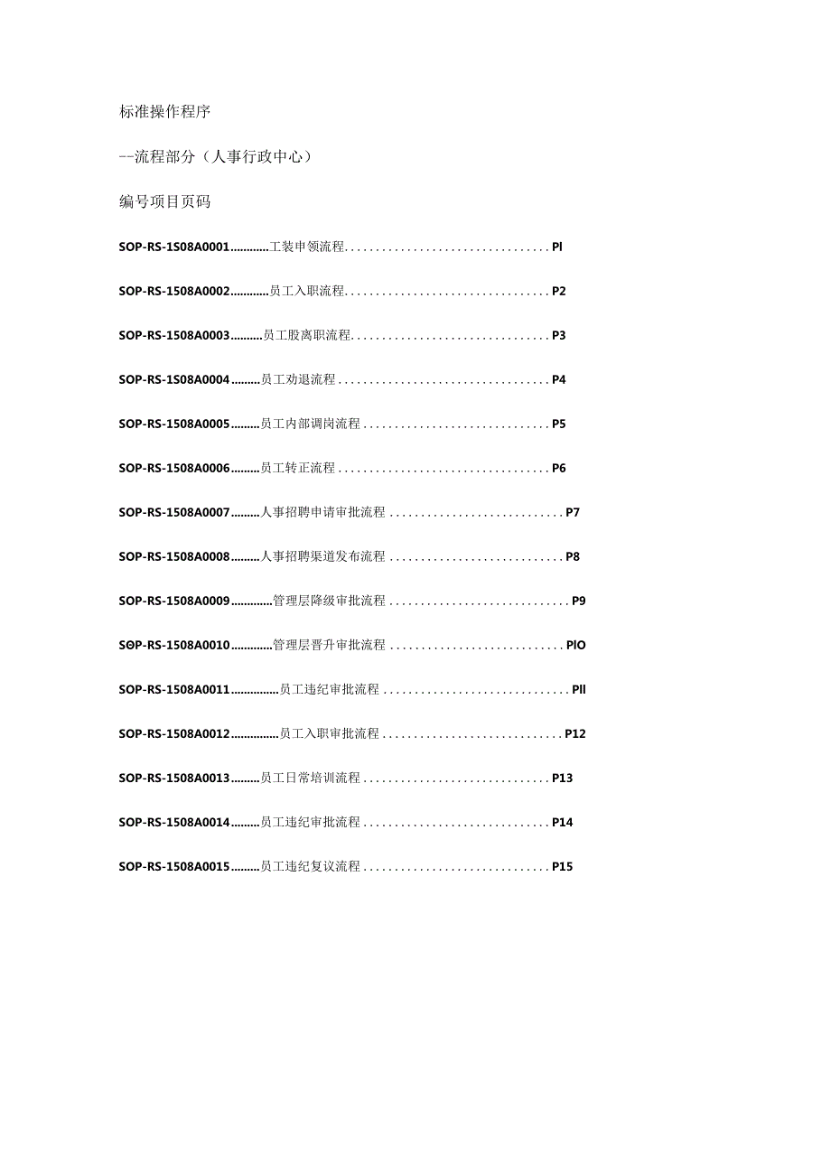 SOP流程人事行政中心.docx_第1页