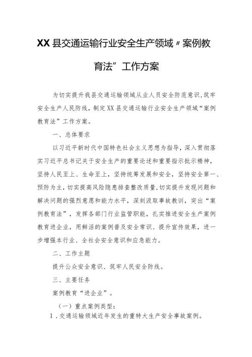 XX县交通运输行业安全生产领域.docx