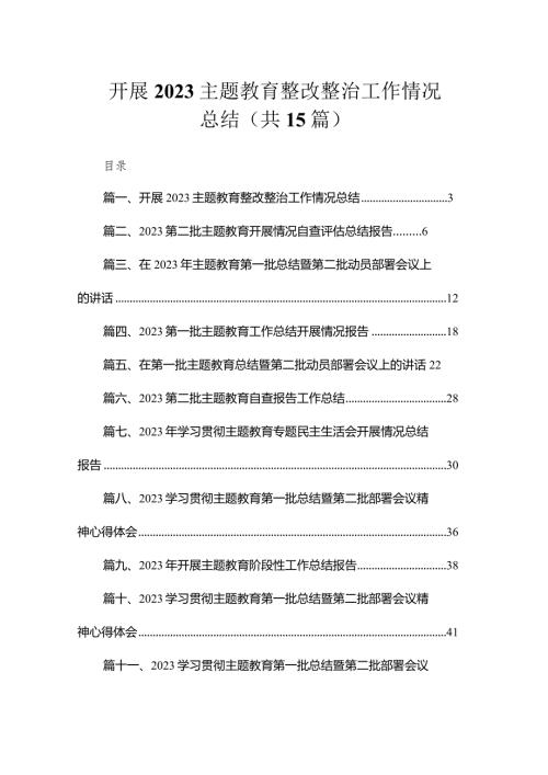 开展2023专题教育整改整治工作情况总结（共15篇）.docx