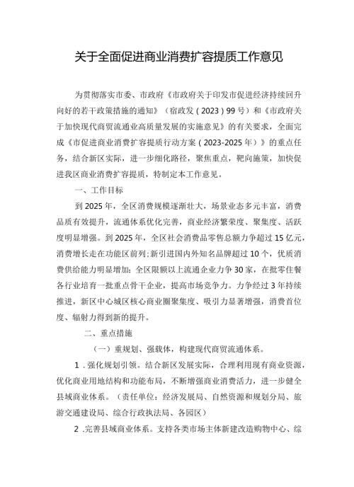 关于全面促进商业消费扩容提质工作意见.docx