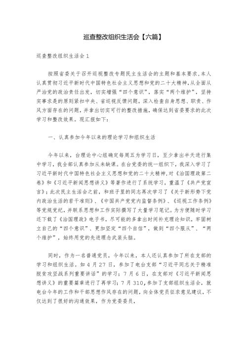 巡查整改组织生活会【六篇】1.docx