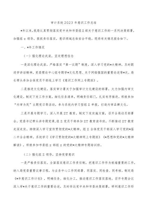 审计系统2023年意识工作总结.docx