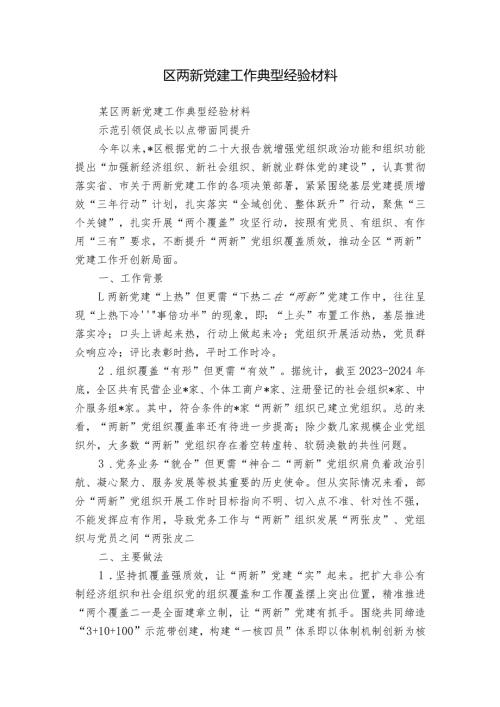 区两新党建工作典型经验材料.docx