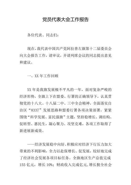 党员代表大会工作报告.docx