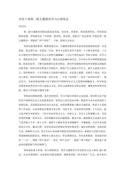 宣传干部第二批主题教育学习心得体会(1).docx