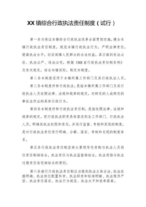 XX镇综合行政执法责任制度.docx