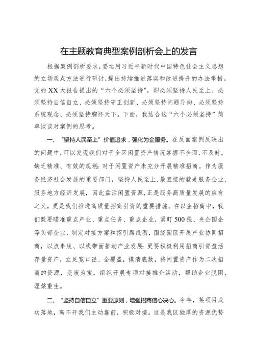 在主题教育典型案例剖析会上的发言(1).docx
