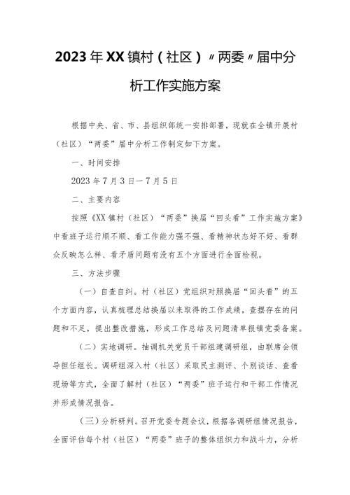 2023年XX镇村（社区）“两委”中分析工作实施方案.docx