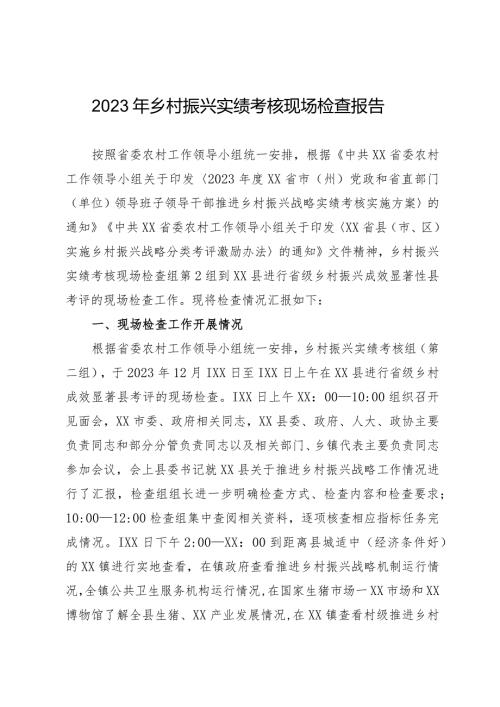 2023年乡村振兴实绩考核现场检查报告.docx