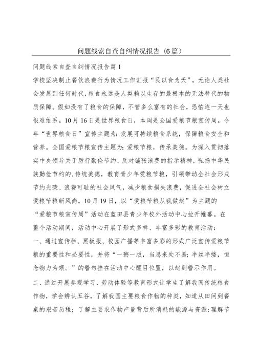 问题线索自查自纠情况报告(6篇).docx