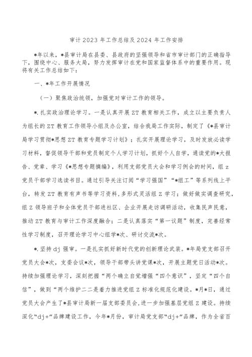 审计2023年工作总结及2024年工作安排.docx