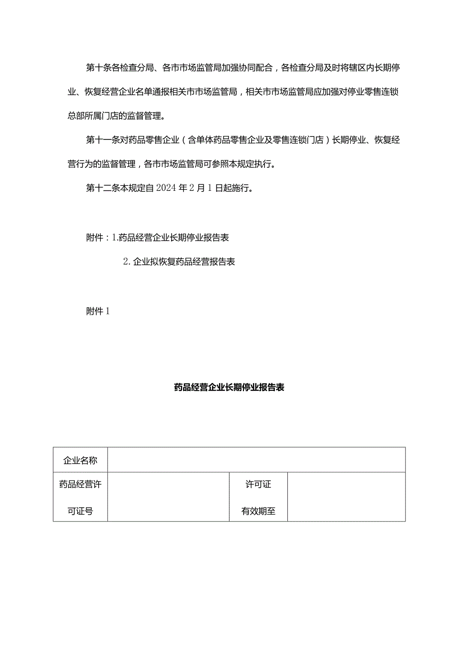 山东省药品经营企业长期停业和恢复经营监督管理规定全文及解读.docx_第3页