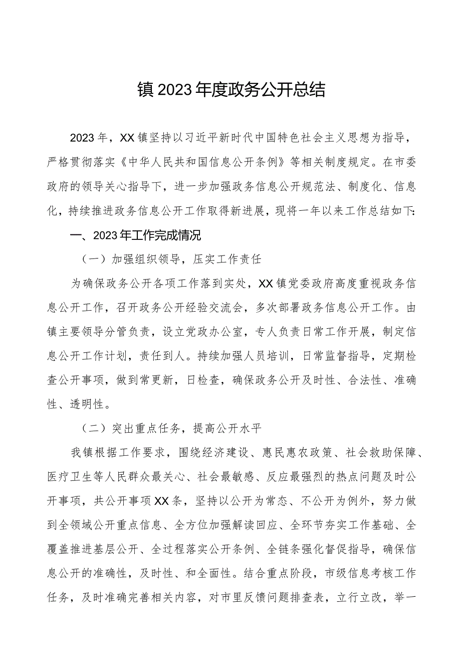 镇2023政务公开总结.docx_第1页